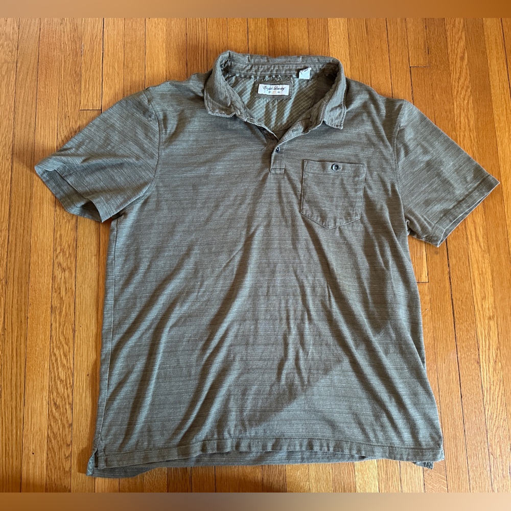 English Laundry Heather Green Striped Polo-Style Shirt, Size XL
